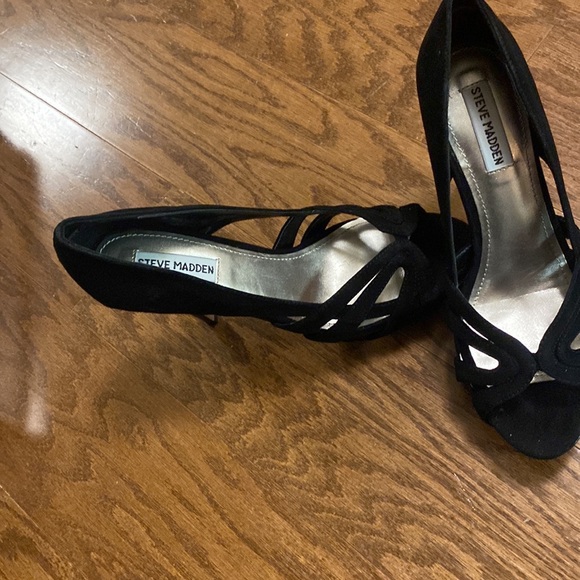 NWT Steve Madden Loyyall Black Mult, Size 8, suede heels, with box - Picture 7 of 8